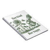 Carnet Bee Kind Bee Happy Tournesol Gravure sur Bois Jard (Côté Droit)
