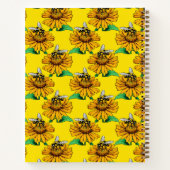 Carnet Bee on Sunflower Flower Pattern Design Yellow  (Dos)