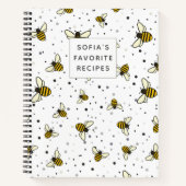 Carnet Bees Motif Blank own Cookbook Recette pour écrire  (Devant)
