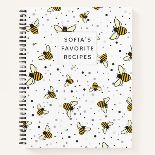 Carnet Bees Motif Blank own Cookbook Recette pour écrire  (Devant)