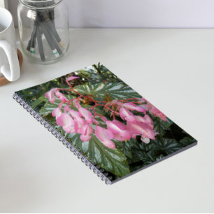 Carnet Bégonia à fleurs roses en forme d'aile d'ange