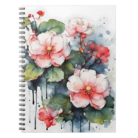 Carnet Bégonia - Fleurs aquarelle (Devant)