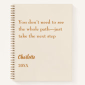 Carnet Beige cream inspirational goal quote (Devant)