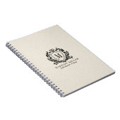Carnet Beige Linen Black Royal Crest Scroll Monogram (Côté Droit)