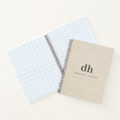 Carnet Beige Linen Creme Texture Minimal Elegant Monogram (Intérieur)