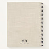 Carnet Beige Linen Creme Texture Minimal Elegant Monogram (Dos)