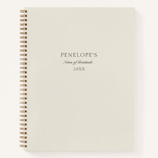 Carnet Beige minimaliste Gratitude moderne personnalisée (Devant)