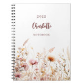 Carnet beige rose pâle fleur sauvage (Devant)