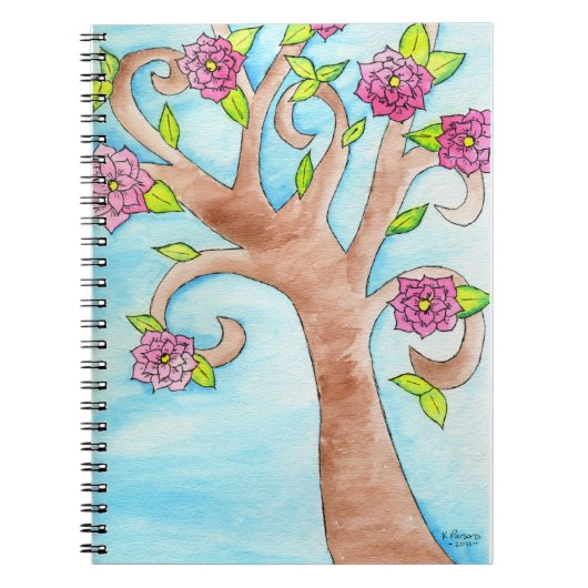 Carnet Bel arbre avec les fleurs roses (Devant)