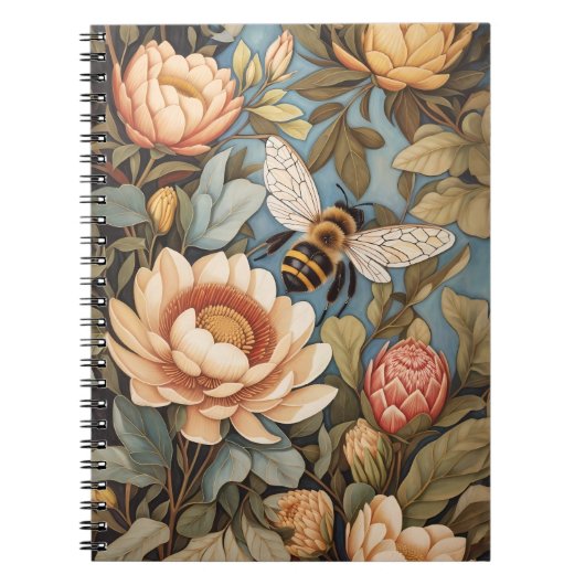 Carnet Belle Abeille De Jardin Avec Fleurs Protea (Devant)