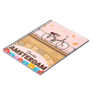 Carnet Belle affiche de voyage à vélo Amsterdam.