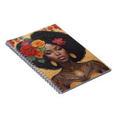 Carnet Belle Africaine Américaine Avec Fleurs (Côté Droit)