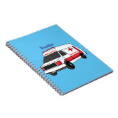 Carnet Belle ambulance rouge caricature van (Côté Droit)
