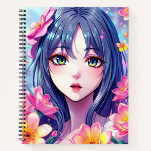 Carnet Belle Anime Girl and Flowers