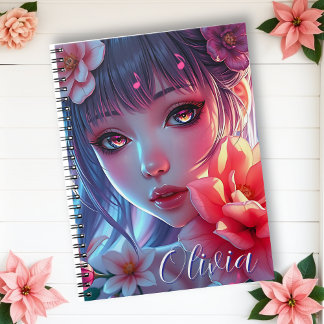 Carnet Belle Anime Girl Glitchcore Floral