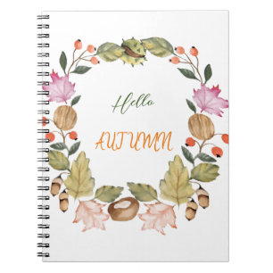 Carnet Belle aquarelle couronne d'automne