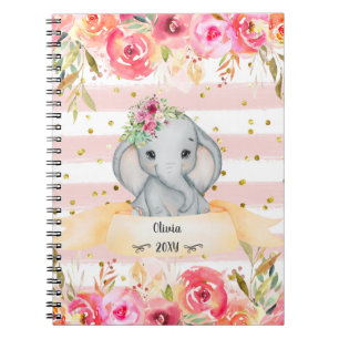 Carnet Belle Aquarelle d'éléphant bébé d'illustration Not