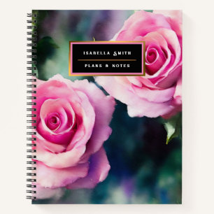Carnet Belle aquarelle moderne Collection Roses roses ros
