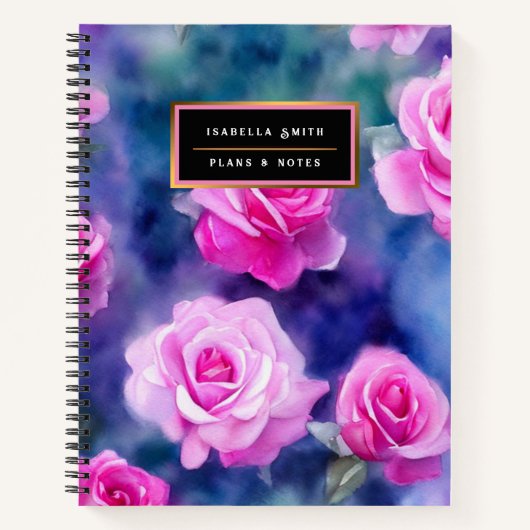 Carnet Belle Aquarelle Rose Rose Collection tendance (Devant)