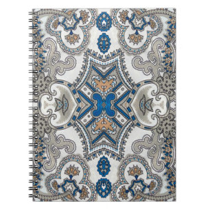 Carnet Belle arabesque blanche et bleue, motif islamique