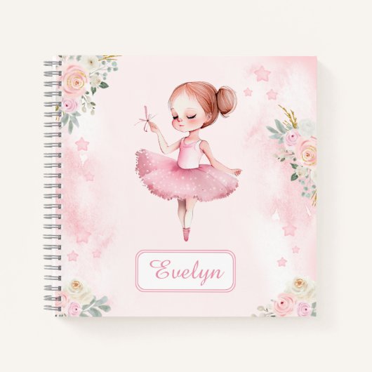 Carnet Belle ballerine florale anniversaire fille cadeau  (Devant)
