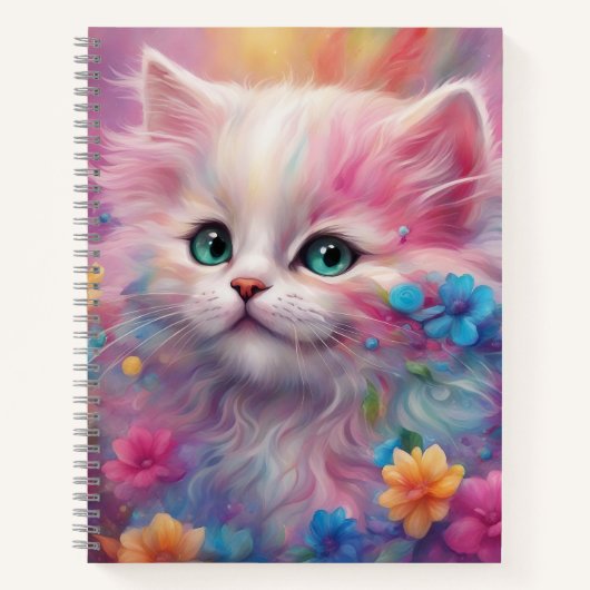 Carnet Belle Chat Blanc Fluffy (Devant)