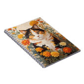 Carnet Belle Chat Calico Avec Fleurs Marigold (Côté Droit)