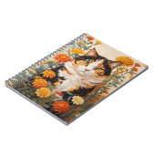 Carnet Belle Chat Calico Avec Fleurs Marigold (Côté gauche)