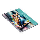 Carnet Belle chouette de style aquarelle éclaboussée (Côté Droit)