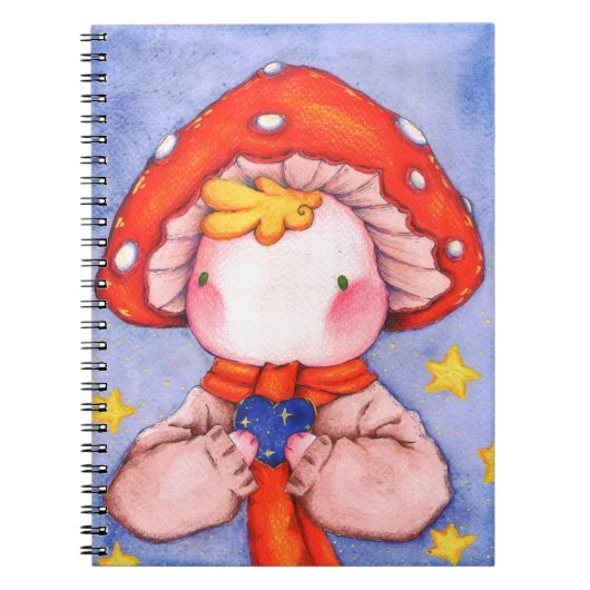 Carnet Belle drôle de bébé champignon Coeur aquarelle des (Devant)