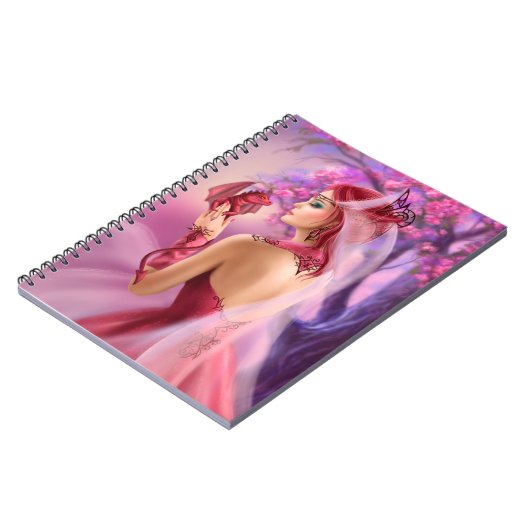 Carnet Belle femme imaginaire reine et dragon rouge (Côté gauche)