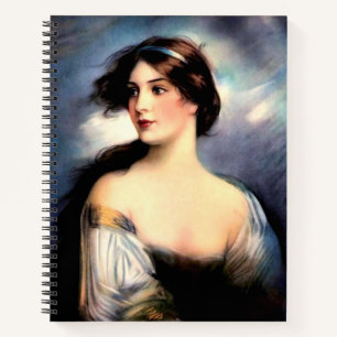 Carnet belle femme victorienne soufflée par le vent