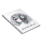 Carnet Belle fille d'anime en noir et blanc (Côté Droit)