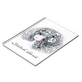 Carnet Belle fille d'anime en noir et blanc (Côté gauche)