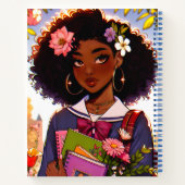 Carnet Belle fille de l'école Anime afro-américaine (Dos)