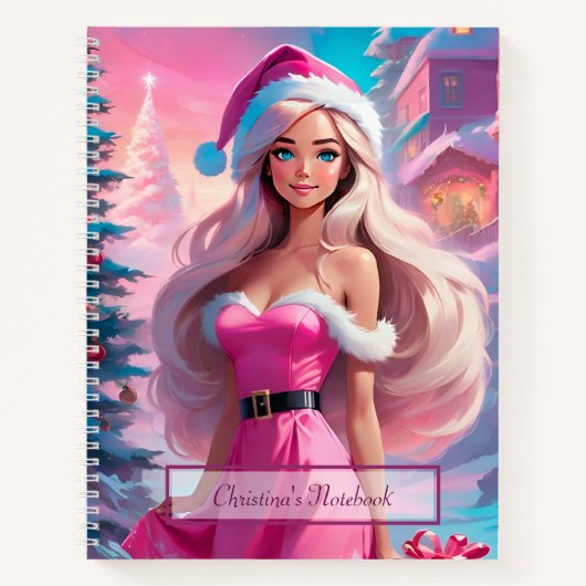 Carnet Belle fille de Noël rose 01 (Devant)