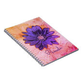 Carnet Belle fleur violette avec Arrière - plan rose (Côté Droit)