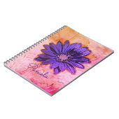 Carnet Belle fleur violette avec Arrière - plan rose (Côté gauche)