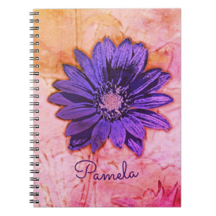 Carnet Belle fleur violette avec Arrière - plan rose
