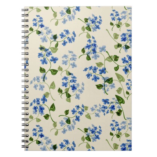 Carnet Belle florale sans couture motif oublier-me-pas bl (Devant)