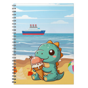 Carnet Belle glace manger dino à la plage