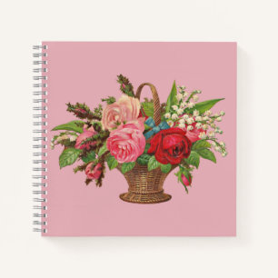 Carnet belle impression de panier de fleurs victoriennes
