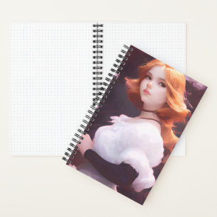 Carnet Belle Jeune Fille Parmi Les Fleurs Roses Portrait