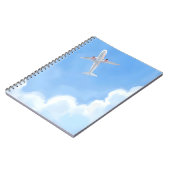 Carnet Belle Journée Ciel Bleu Nuages Avion Aquarelle (Côté gauche)