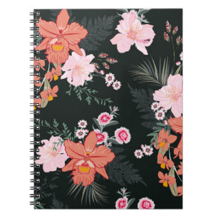 Carnet Belle main dessinée forêt tropicale florale, coutu