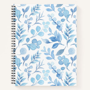Carnet Belle main peinte plante bleu et blanc