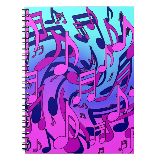 Carnet Belle Musique Notes musicales Animées Upbeat Artsy (Devant)