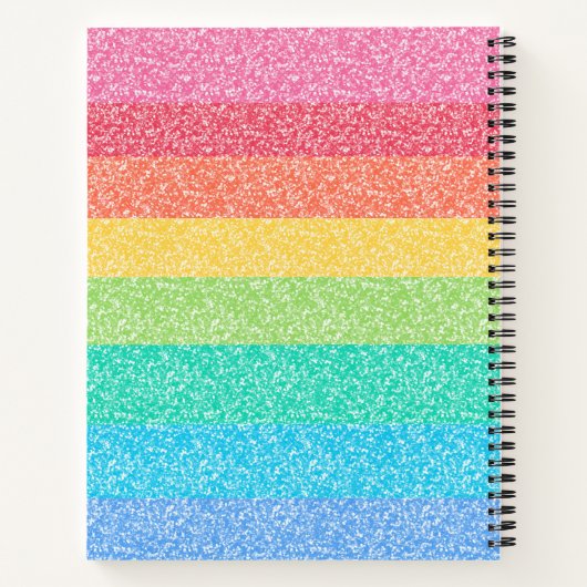Carnet Belle Parties scintillant Arc-en-ciel rayures Nom (Dos)
