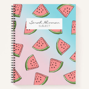 Carnet Belle pastèque d'été motif pastel rose & bleu