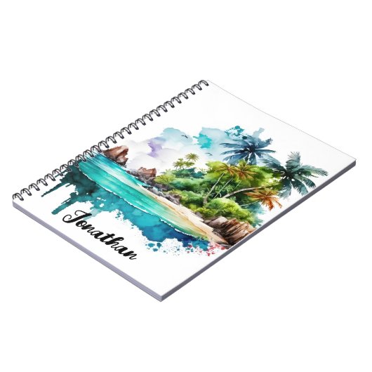 Carnet Belle Plage Océan Vagues Sable Coquilles de mer (Côté gauche)